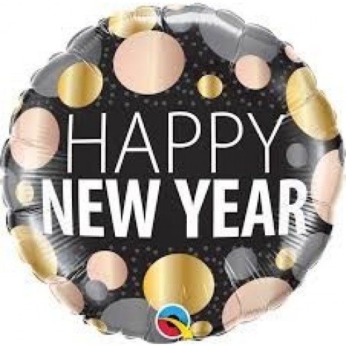 GLOBO 18" FOIL RND HAPPY NEW YEAR C/PUNT