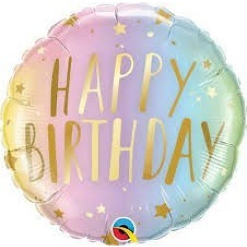 GLOBO 18"FOIL HAPPY BDAY ESTRELLAS COLOR