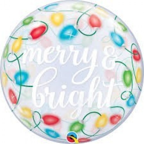 $D GLOBO 22" BURBUJA MERRY  BRIGHT