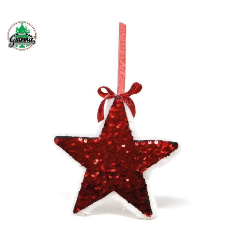 COLGANTE ESTRELLA LENTEJUELA ROJO 18CM