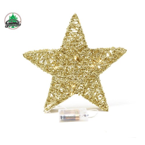 $D ESTRELLA METALICA ORO LEDS 30CM
