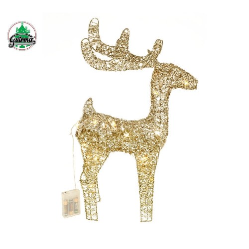 $D CIERVO METALICO ORO 30 LEDS 46CM