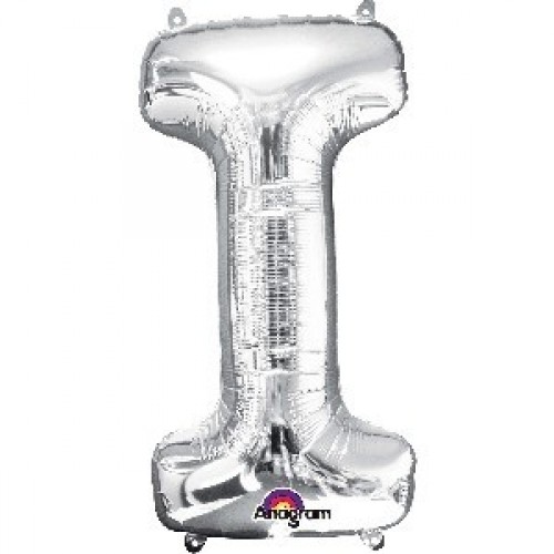 $ GLOBO 16" PALO FOIL LETRA I PLATA