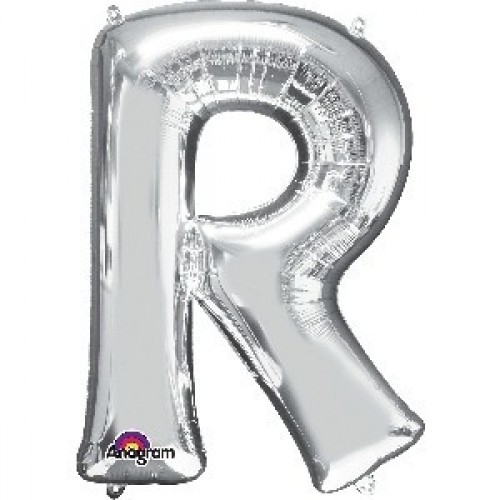 $ GLOBO 16" PALO FOIL LETRA R PLATA