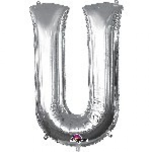 $ GLOBO 16" PALO FOIL LETRA U PLATA