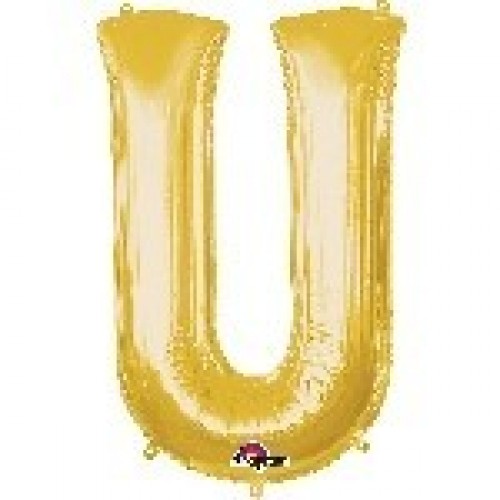 $ GLOBO 16" PALO FOIL LETRA U ORO