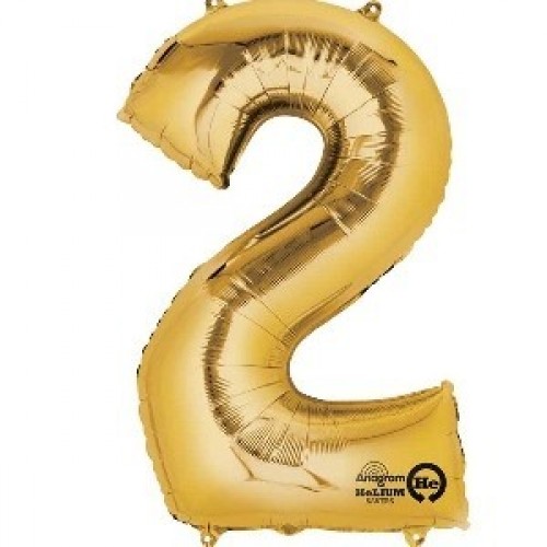 $ GLOBO 16" PALO FOIL NUMERO 2 ORO