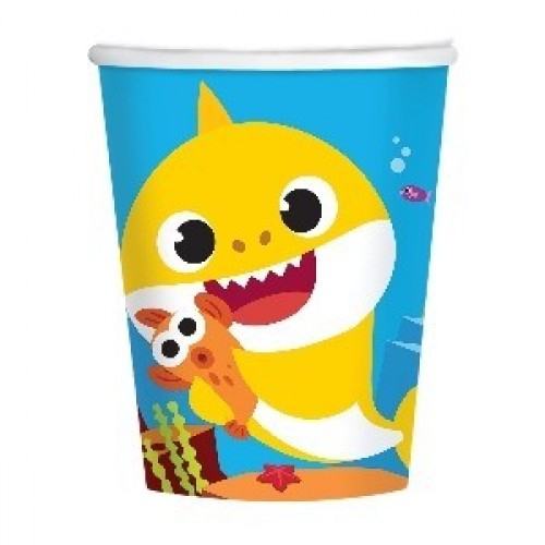 $D  8 VASOS CARTON BABY SHARK 266ML