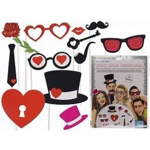 KIT 12PIEZAS PHOTOCALL STICKS CORAZON