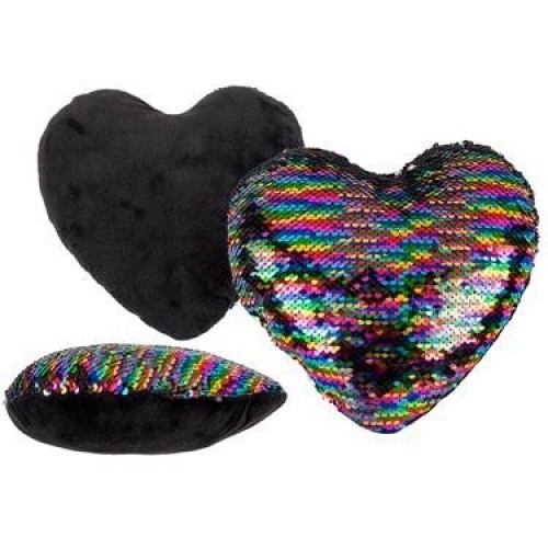 COJIN CORAZON LENTEJUELAS ARCOIRIS 25X25