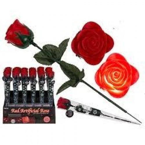 ROSA ROJA C/LUZ LED DE PLASTICO 33X5CM