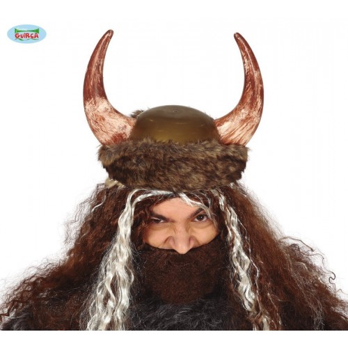 CASCO ADULTO VIKINGO CON PIEL