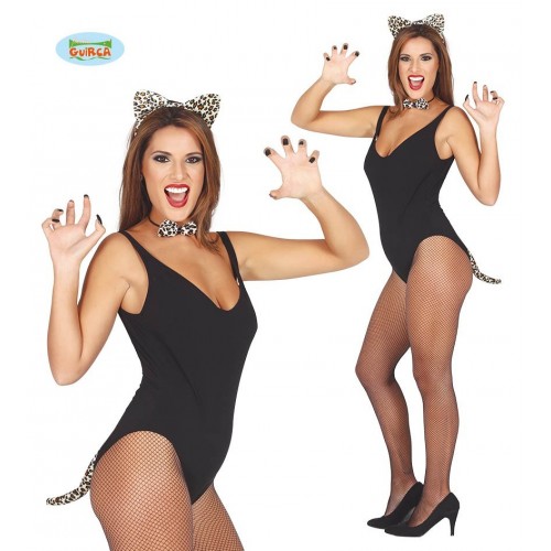  SET OREJAS PAJARITA COLA LEOPARDO