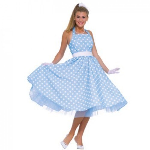  DISFRAZ T-S VESTIDO AÑOS 50 CELESTE