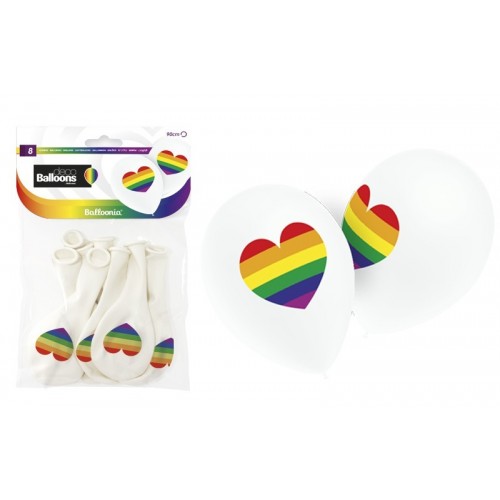 8 GLOBOS HG95 CORAZON ARCOIRIS