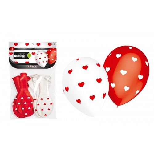 8 GLOBOS HG95 IMPRESO CORAZONES