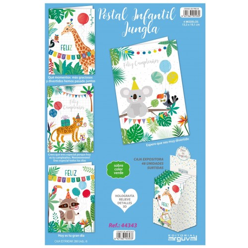 TARJETA INFANTIL JUNGLA  