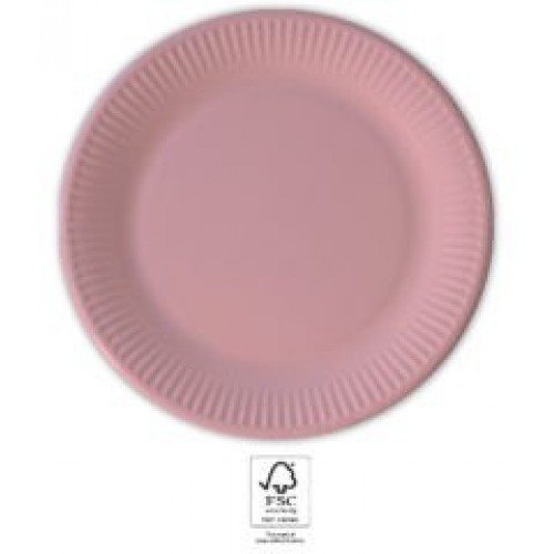   8 PLATOS CARTON ROSA 19,5CM