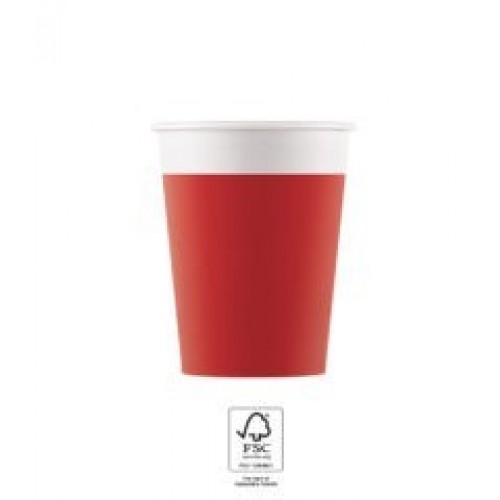   8 VASOS CARTON CORAL/ROJO 200ML