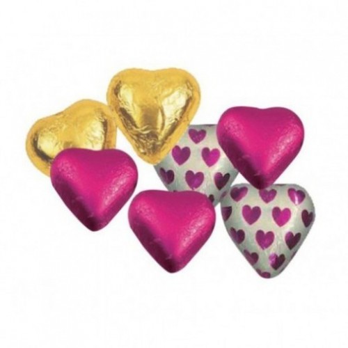 10 BOMBONES CORAZON CHOCOLATE FUCSIA