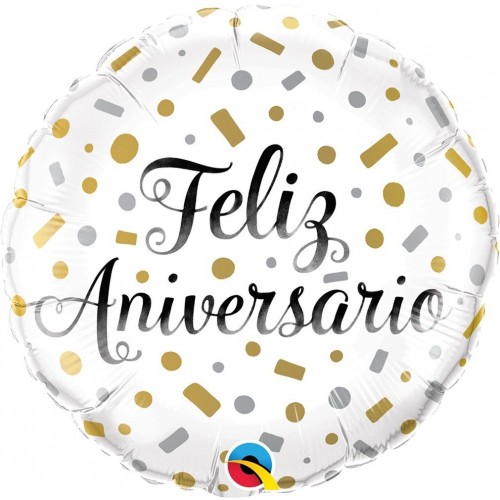$D GLOBO 18" FOIL FELIZ ANIVERSARIO