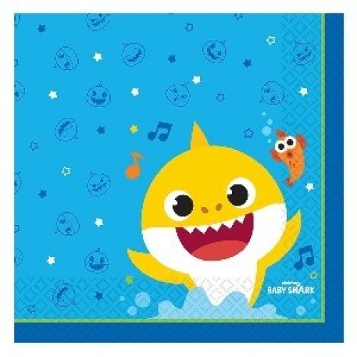 $D   16 SERVILLETAS BABY SHARK 33CM