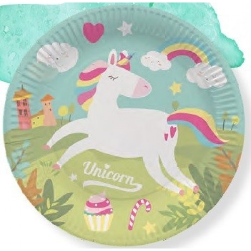   8 PLATOS UNICORNIO 23CM
