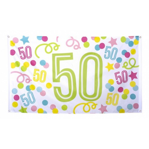 $D BANDERA "50 AÑOS" MULTICOLOR 90X150CM
