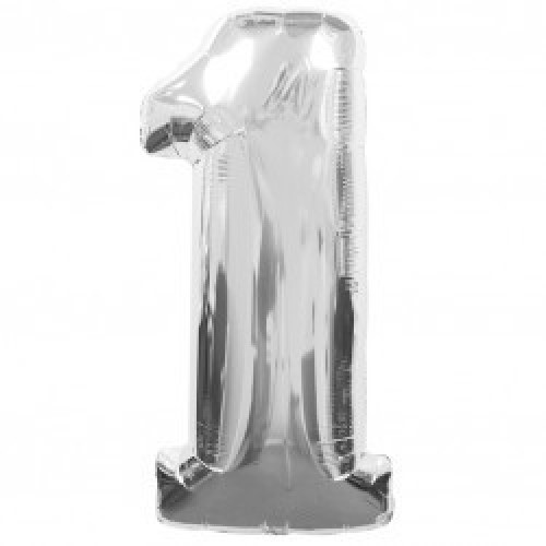 $ GLOBO 34" FOIL FORMA N1 METAL PLATA
