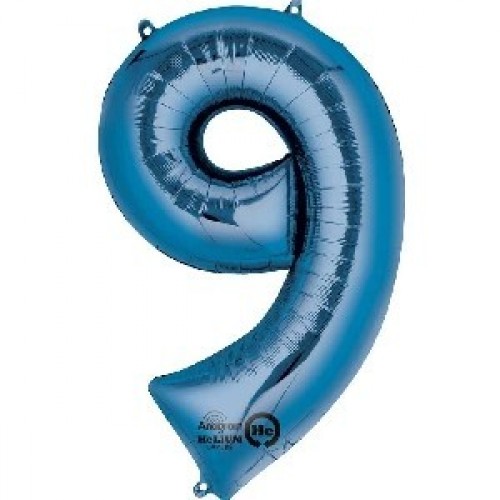 $   GLOBO 34" FOIL FORMA N9 AZUL