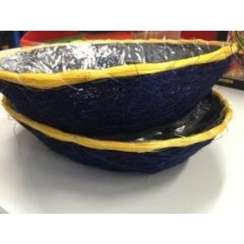 CESTA HILO OVALADA AZUL Y AMARILLO