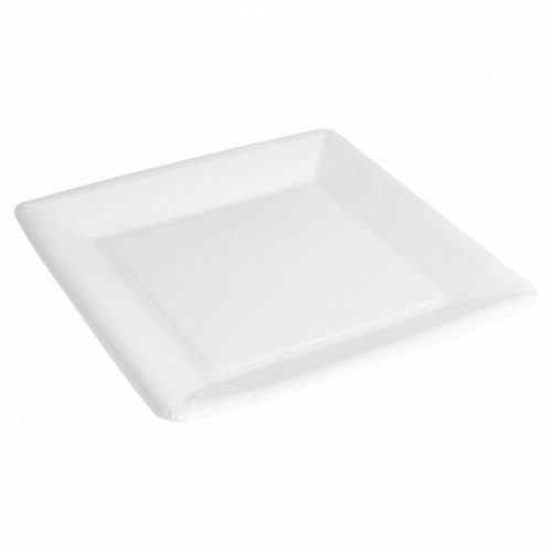 $E 20 PLATOS CARTON CUADRADO BLANCO 18CM