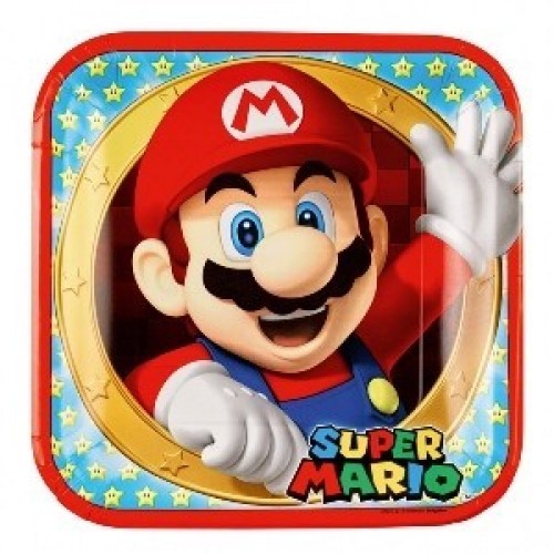   8 PLATOS CUAD SUPER MARIO 23CM