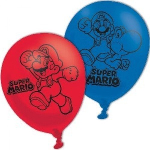 $D  6 GLOBOS 28CM LATEX SUPER MARIO