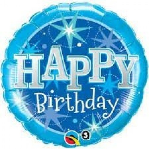 GLOBO 9" PALO FOIL HAPPY BIRTHDAY AZUL