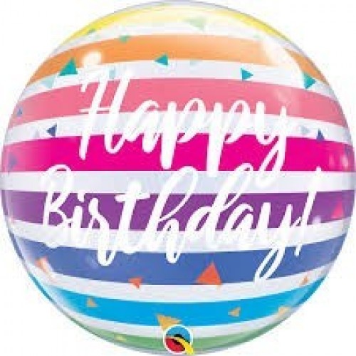GLOBO 24" BURBUJA HAPPY BIRTHDAY RAYAS