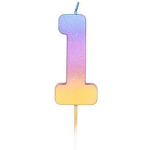   VELA CUMPLEAÑO N1 ARCOIRIS 7CM