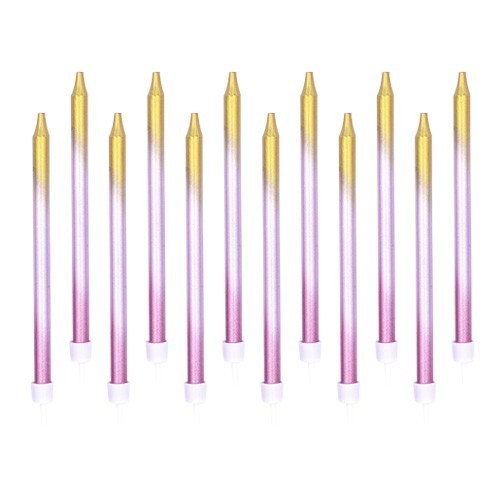   12 VELAS SOPORTES ROSA-ORO 11,5CM