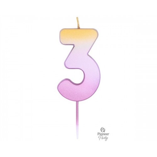   VELA CUMPLEAÑOS N3 ROSA-ORO 7CM