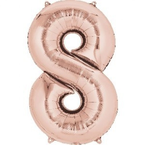 $  GLOBO 34" FOIL FORMA N8 ROSA ORO