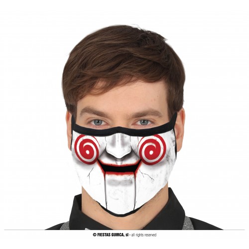 MASCARILLA ADULTO PAYASO ESPIRAL ROJO