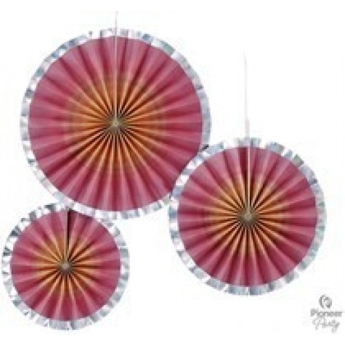   3 COLGANTES ABANICOS ROSA ORO