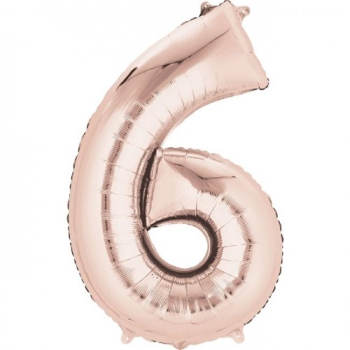 $  GLOBO 34" FOIL FORMA N6 ROSA ORO
