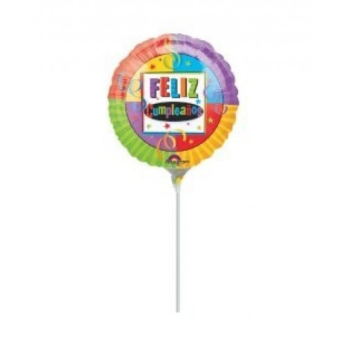 GLOBO 9" PALO FOIL FELIZ CUMPLEAÑOS