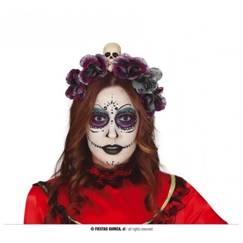 DIADEMA FLORES GRISES/VIOLETA CALAVERA