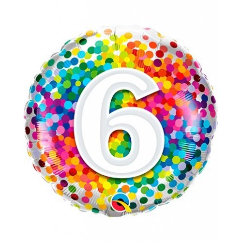 GLOBO 18" FOIL RND N6 RAINBOW CONFETI