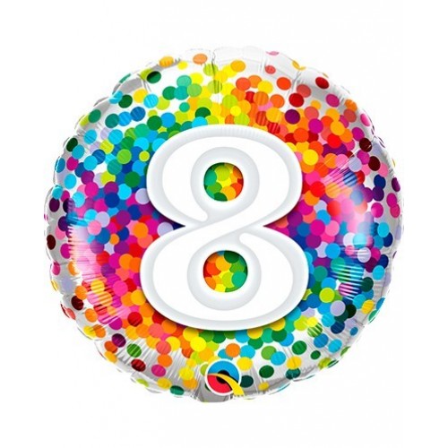 GLOBO 18" FOIL RND N8 RAINBOW CONFETI