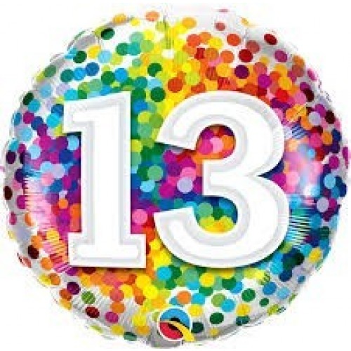 GLOBO 18" FOIL RND N13 RAINBOW CONFETI