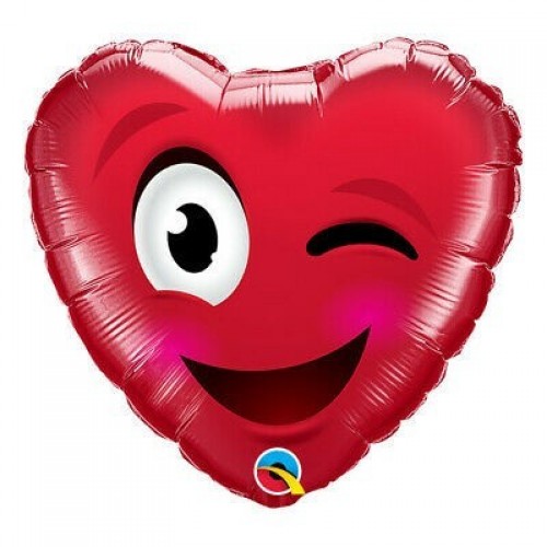 GLOBO 9" PALO FOIL FORMA CORAZON SMILEY