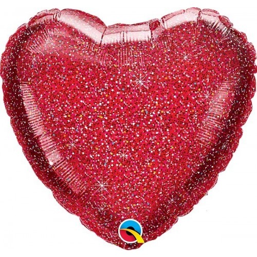 $E GLOBO 18" FOIL CORAZON HOLOGRAF. ROJO